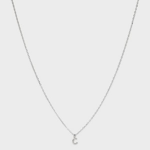 Sterling Silver Small Polished Initial Pendant Necklace - A New Day™ Silver - 1 of 4