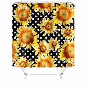 Sunflower Black Background Shower Curtains for Bathroom Waterproof Fabric Bath Curtain Durable Soft Stylish Bathroom Decor 72x72 Inch - 1 of 1