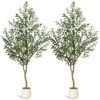 Garvee 5/6/7FT Tall Olive Trees Artificial Indoor, Olive Tree Plants, Faux Olive Tree with Realistic Trunk, Leaves, Fruits,flower pot for Home Decor - 2 of 4