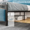 Homhougo Full Size Bed Frame, Velvet Upholstered Bed Frame, Modern Platform Bed with Arc Design Headboard and Footboard, Metal Slats Support, Blue - 4 of 4