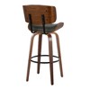 30" Mid-Century Modern Fixed-Height Swivel Barstool with Light Faux Leather and Natural Wood, Set of 2 - 4 of 4