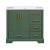 36 inch traditional bathroom storage cabinet vanity with resin sink combination set, double door four drawer - 4 of 4