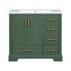 36 inch traditional bathroom storage cabinet vanity with resin sink combination set, double door four drawer - image 4 of 4