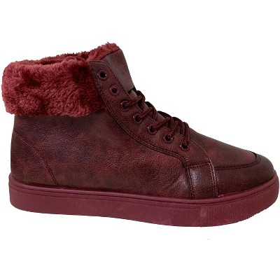 Женские кроссовки Bangka Women's Sneaker Boots Winter High Top Lace up Fur Warm Snow Shoes, Burgundy-9 — фото 3