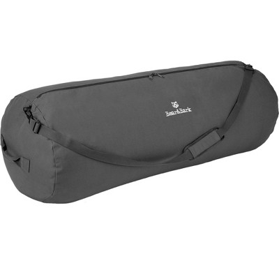 Bear & Bark Large Duffle Bag - Grey 36"x14" - 90L - Canvas Military and Army Cargo Style Carryall Duffel for Men and Woman