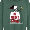 Women's - Peanuts - Snoopy Be Merry Lightweight French Terry Wide Neck Long Sleeve Shirt - 2 of 4