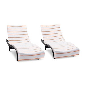 Arkwright Las Rayas Chaise Lounge Cover - (Pack of 2) 100% Cotton Terry Towel with Fitted Pocket, 30x85 - 1 of 4