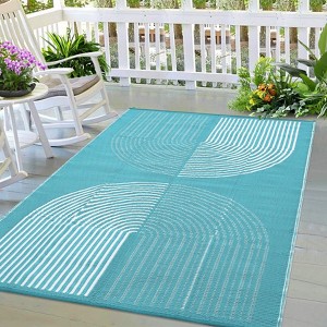Outdoor Rug Waterproof Plastic Straw Rug for Patio, UV Resistant Reversible Floor Carpet Outside Portable RV Camping Pat for Balcony, Porch, Backyard - 1 of 4