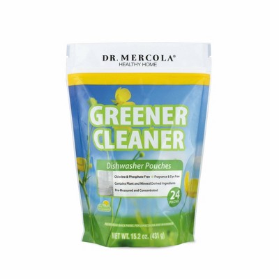 Dr. Mercola Greener, Cleaner Dishwasher Pouches, 24 pouches, Chemical-free, No phosphates, No SLS, No fragrances, No chlorine, No dyes, biodegradable