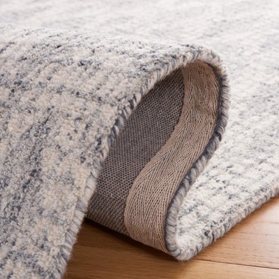 Ivory and Gray Abstract Handmade Wool Area Rug