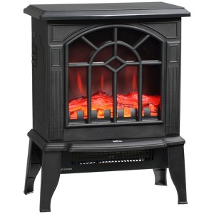 ChicFurnit Indoor Fireplaces 18" Freestanding Fireplace Fireplace Heater with Realistic Flames 750W/1500W for Living Room, Black, 15.9"*11.8"*17.7" - 1 of 4