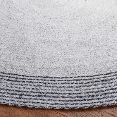 Handmade Round Gray Synthetic Area Rug, 7' Diameter