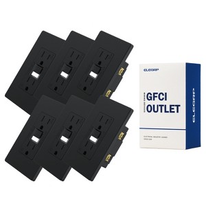 ELEGRP GFCI Outlet with Night Light, 15 Amp 125V Tamper Resistant Duplex wall outlet, Wall Plate included, Matte Black 6PC - 1 of 1