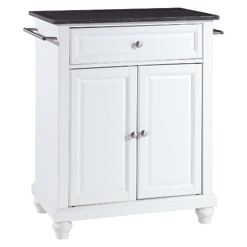 Solid Granite Top Portable Kitchen Cart/Island - Black - Crosley