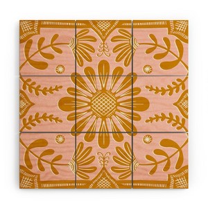 Sewzinski Boho Florals Yellow White Pink Wood Wall Mural - Society6 - 1 of 2