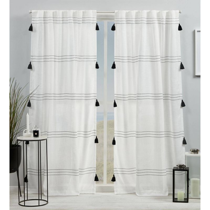 Demi Light Filtering Curtain Panel with Tassels - Exclusive Home, 1 of 9