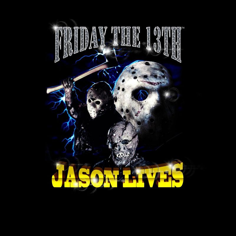 Friday the 13th Jason Lives Classic Horror Movie Mens Black Graphic Tee, 2 of 4