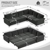118" Oversized L-Shaped Chenille Sectional Sofa with Pull-Out Bed, Nailhead Trim & Rolled Arms, Convertible Sleeper Couch with Storage for Living Room - 4 of 4