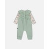 Deux par Deux Girl Organic Cotton Bodysuit and Sleeveless Overalls Set Jade Green - 3 of 4