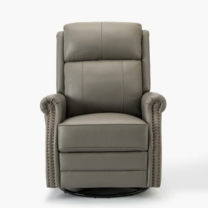 Irene 30.5" Wide Genuine Leather Manual Recliner with Rolled Arms | ARTFUL LIVING DESIGN - 1 of 4
