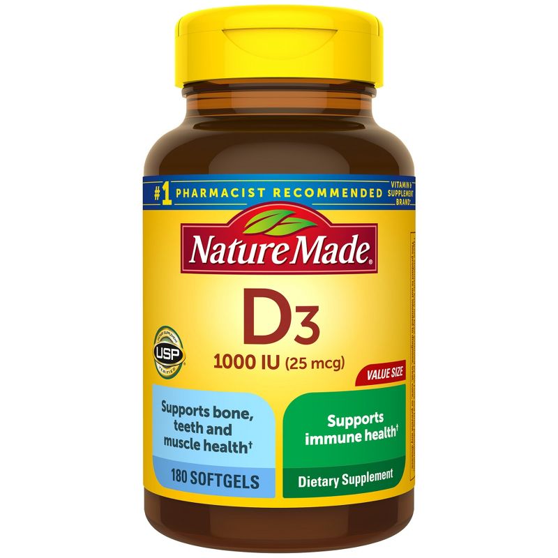 Nature Made Vitamin D3 1000 IU (25 mcg), Bone Health and Immune Support Softgel , 3 of 8