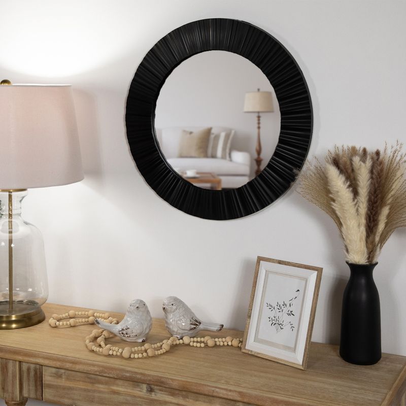 Northlight 20" Black Contemporary Fluted Round Mirror Wall Decor, 3 of 8
