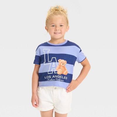 Grayson Mini Toddler Girls' LA Bear Short Sleeve T-Shirt - Blue