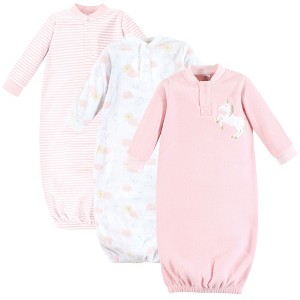 Yoga Sprout Infant Girl Fleece Gown 3pk, Unicorn, 0-6 Months - 1 of 4