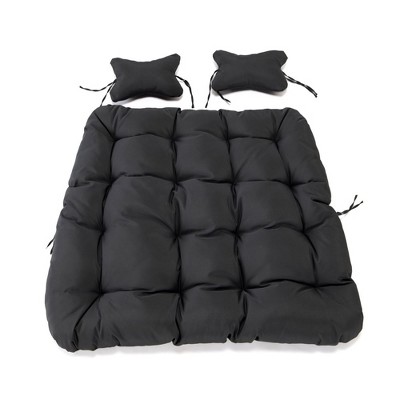 Charcoal Upholstered Hanging Egg Swing Cushion with Headrest