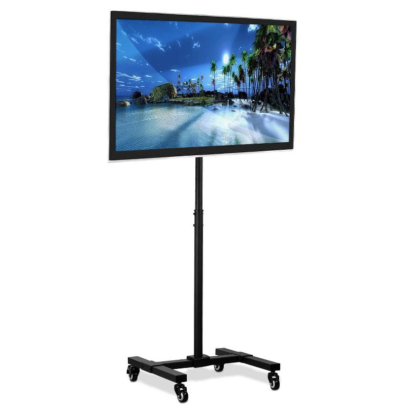 Mount-It! Height Adjustable Mobile TV Stand with Locking Wheels, Rolling Cart for 13" - 42" Flat Panel LCD LED Screens, VESA Compatible up to 200mm, 1 of 9