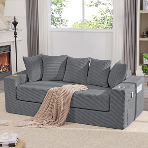 Sapphtopaz 76" 2-in-1 Couches for Living Room Convertible Sofa Bed Pull Out Sleeper Couch with 5 Pillows & 2 Cup Holders Couch Bed for Bedroom - 1 of 4