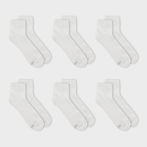 Fruit of the Loom Women's Cushioned 6pk Ankle Athletic Socks - White 4-10