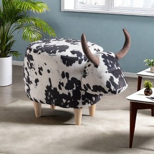 VYNXARIA Black and White Cow-Shaped Ottoman: Modern Accent Stool for Living Room, Bedroom, Porch, Garden & Balcony - 1 of 4