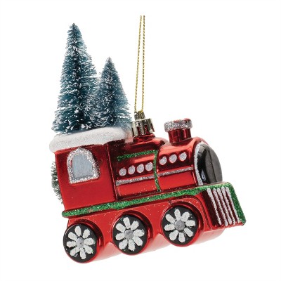 Glittered Glass Train Ornament (Set of 6)