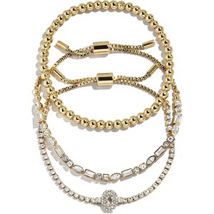3-Piece Gold Plated Initial Bead Bracelet Set, Personalized Trendy Jewelry Gift for Women - 1 of 4