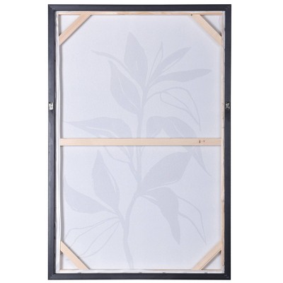 Black and White Abstract Leaf Canvas Art with Polystyrene Frame