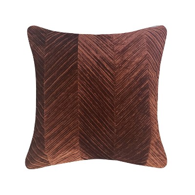 Chevron Velvet Throw Pillow Rust - Edie@Home