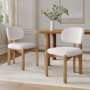 Set of 2 Modern Upholstered Dining Chairs with Solid Wood Legs, Armless Kitchen Chairs for Dining Room-Panipeachy - 1 of 4