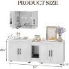 Double Cat Litter Box Enclosure with Litter Mat, Wooden Hidden Cat Washroom Furniture for 2 Cats, Storage Cabinet, 55" L x 17.7" W x 20.6" H - 2 of 4