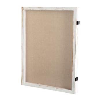Emma and Oliver Wooden Display Case with Foam Back Board, Linen Overlay and Included Push Pins
