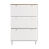 Tipping Bucket Shoe Cabinet With Flip Drawers And Hooks,Wood Grain Pattern Top Shoe Rack With Adjustable Panel,Entryway Shoe Cabinet-Cuddlewood - 3 of 4