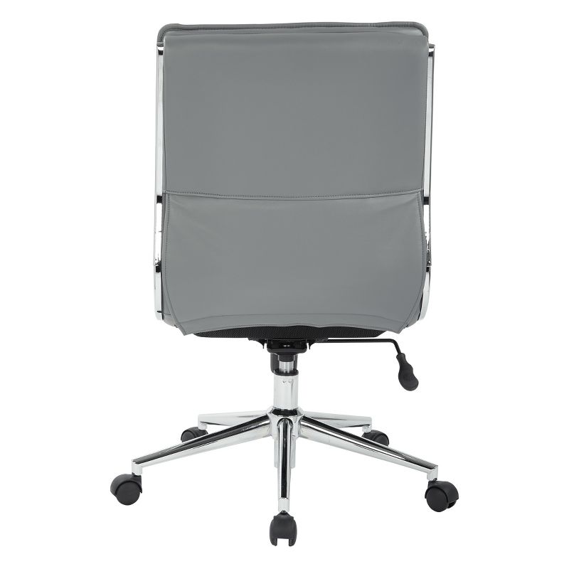 Armless Mid Back Manager's Faux Leather Chair with Chrome Base - OSP Designs, 6 of 8