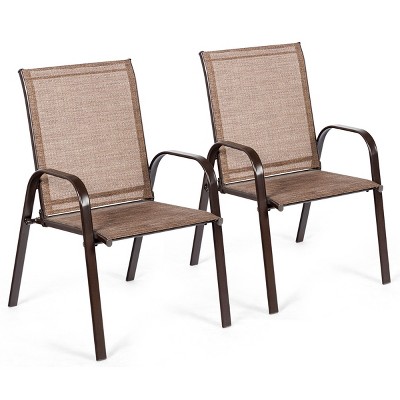 Tangkula 2-Piece Patio Chairs Camping Garden Chairs with Armrest &Backrest