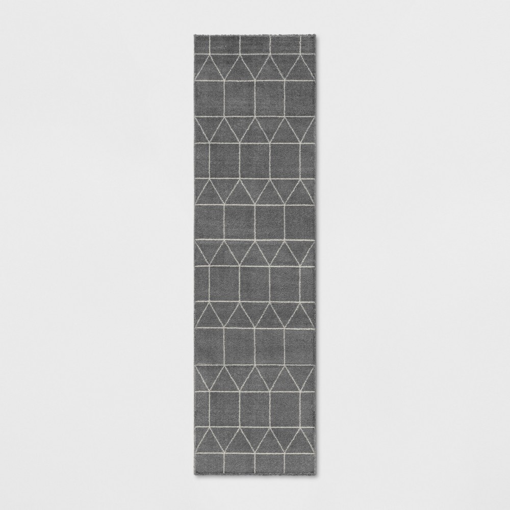  Elle Linear Grid Woven Rug Charcoal Heather