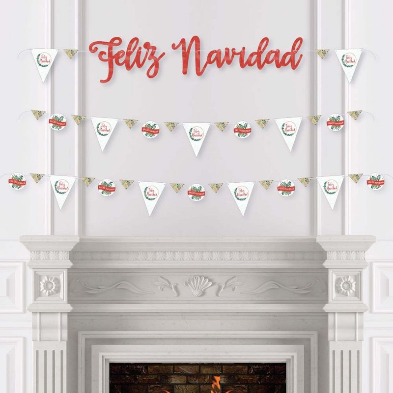 Big Dot of Happiness Feliz Navidad - Holiday and Christmas Party Letter Banner Decoration - 36 Banner Cutouts and Feliz Navidad Banner Letters, 3 of 7