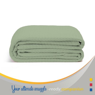 Color Sense 100% Cotton Warm & Cozy Super Soft Antimicrobial Basket Weave Blanket