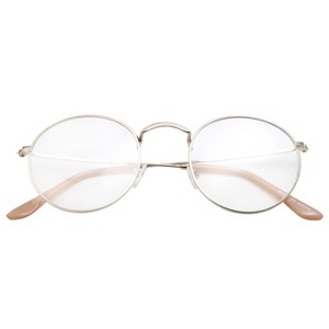grinderPUNCH Retro Round Clear Lens Glasses  Vintage Metal Frame Geek Eyewear - 1 of 1