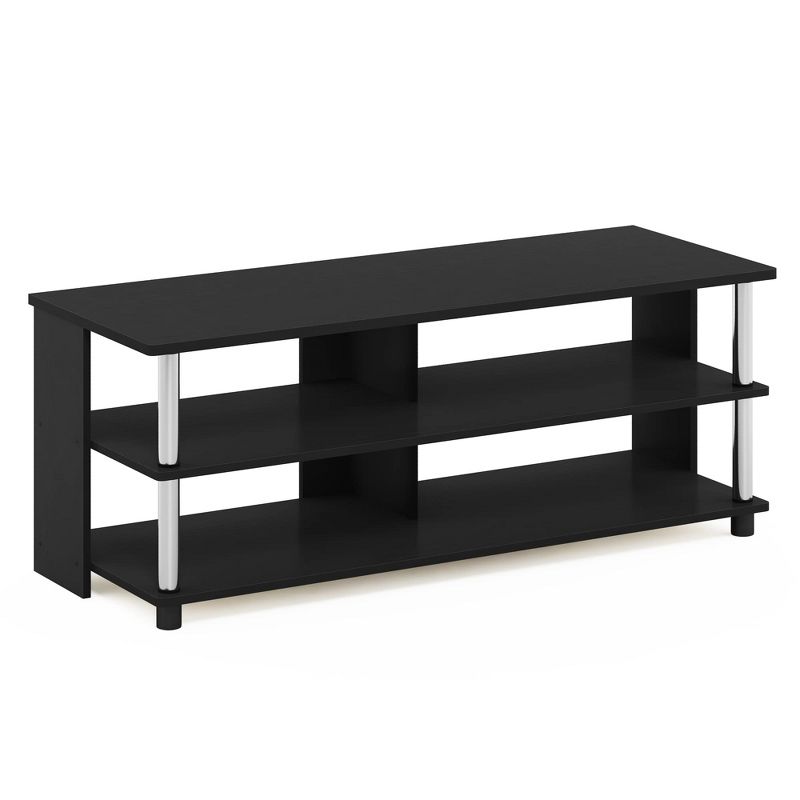 Furinno Sully 3-Tier TV Stand for TV up to 48, Americano, Stainless Steel Tubes, 4 of 5