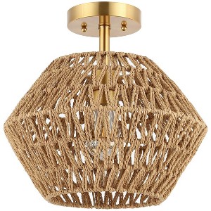 Raja 13.5" Flush Mount - FLU4105 - Natural/Gold - Safavieh - 1 of 4