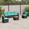 vidaXL Patio Sofa Set Black, Blue - Black With Table - 2 of 4